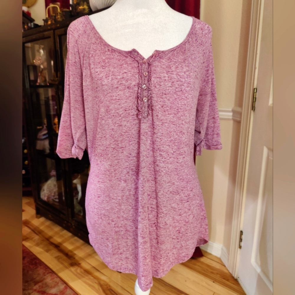 Great Northwest Indigo Outfitters Ruffled Button Down Top